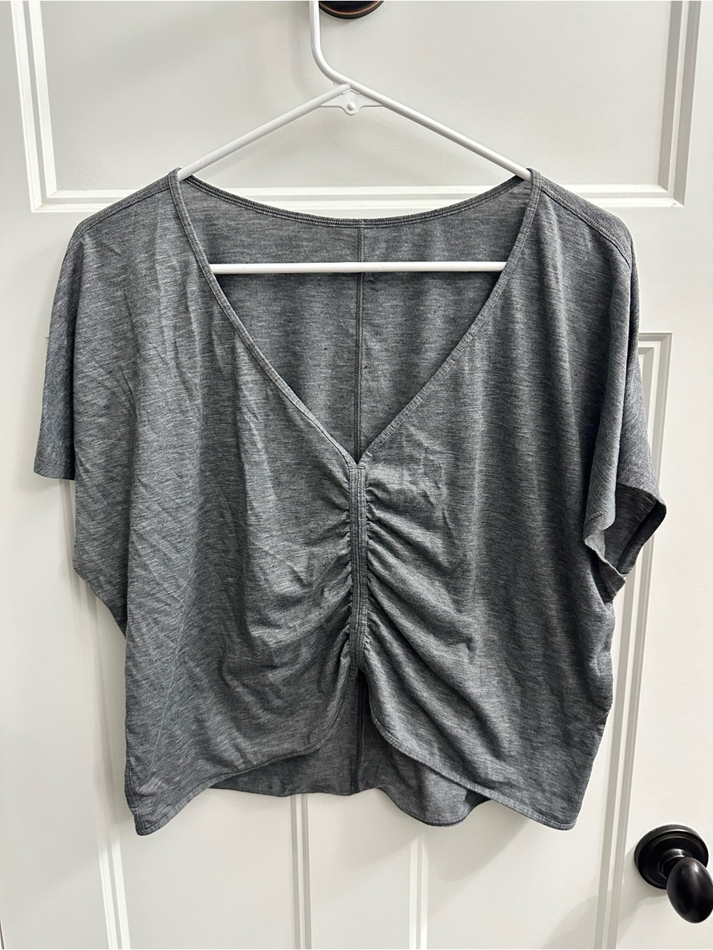 Lululemon Gray Ruched Short Sleeve Top